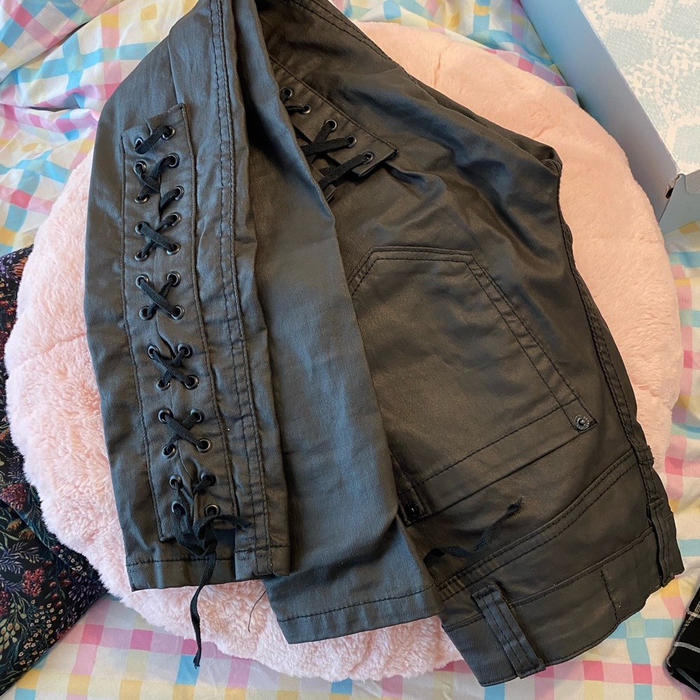 Skinny “leather” lace up goth pants